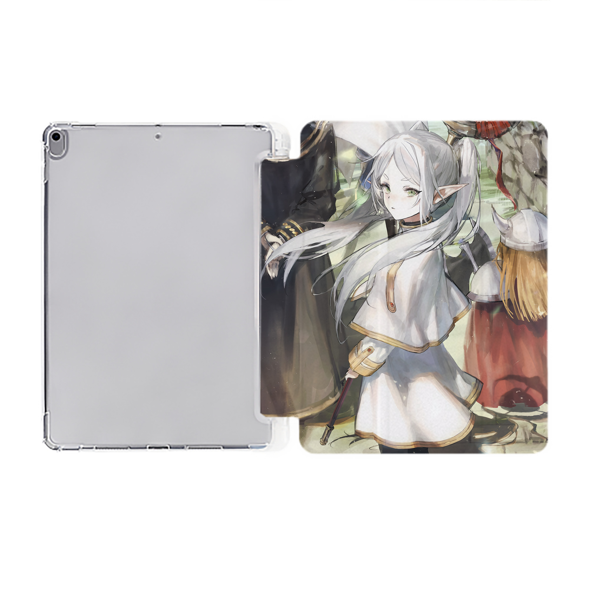 （画像用） 葬送のフリーレン Frieren IPad ケース ペン収納付き 三つ折りスタンド PUレザー×シリコン 対応機種9.5/10.5/10.9インチ